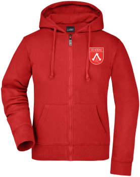 Damen Kapuzen Sweatjacke rot