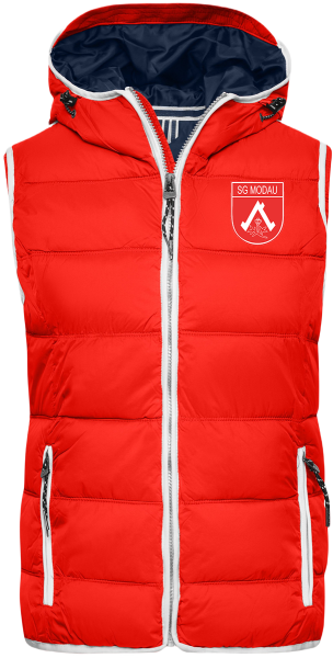 Damen Weste mit Kapuze rot